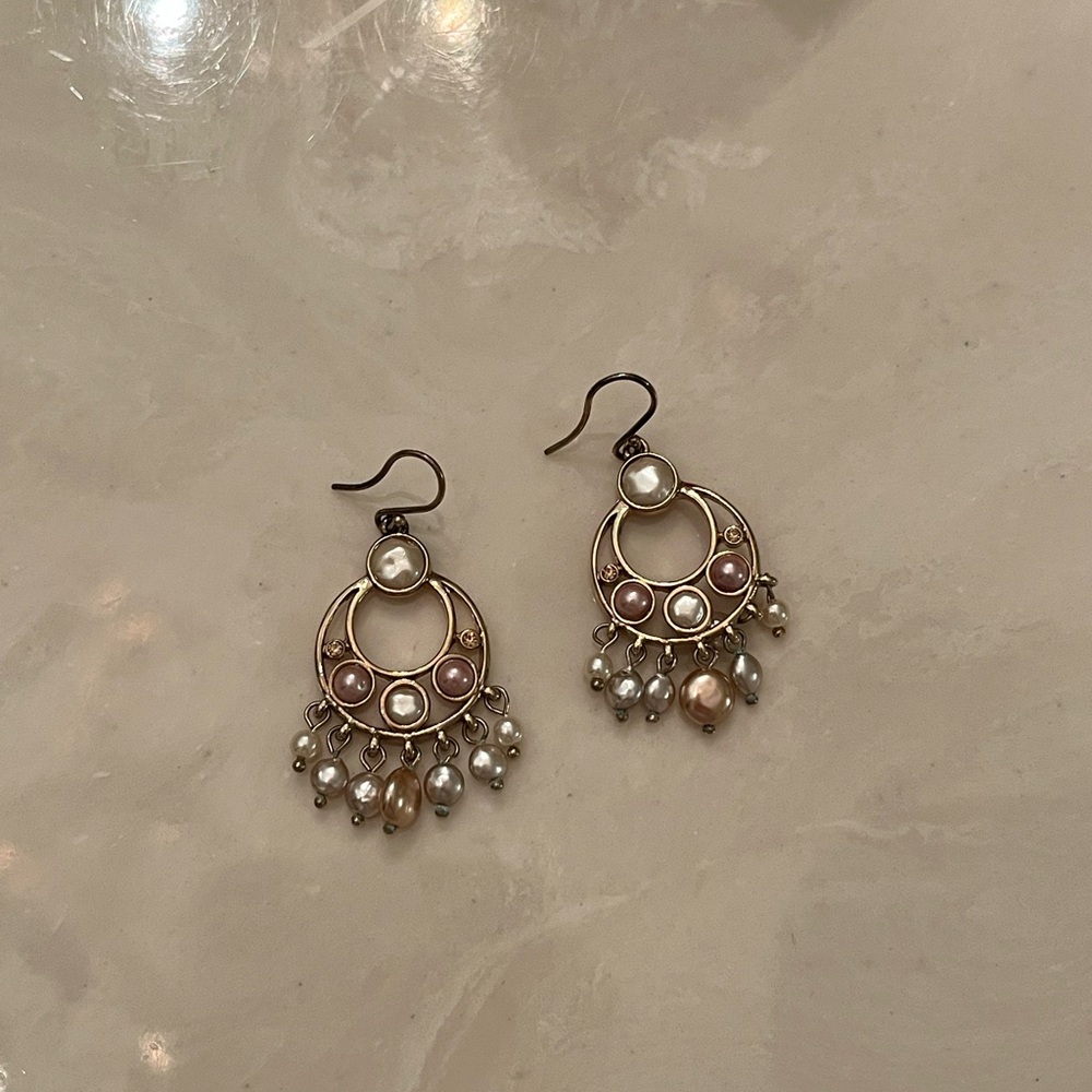 LC Lauren Conrad Gold and Pearl Drop Earrings